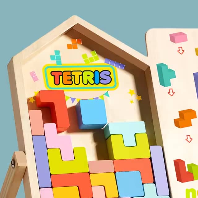 Puzzle 3D Tetris en Bois – Jeu Éducatif Montessori