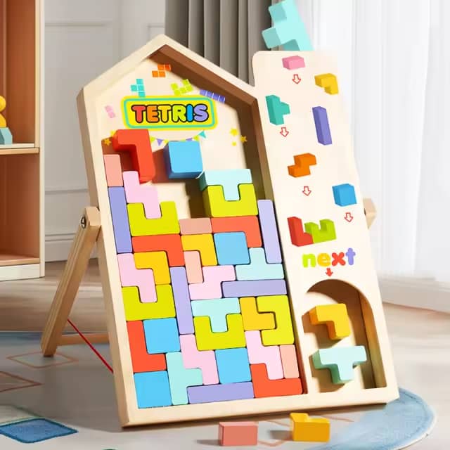Puzzle 3D Tetris en Bois – Jeu Éducatif Montessori