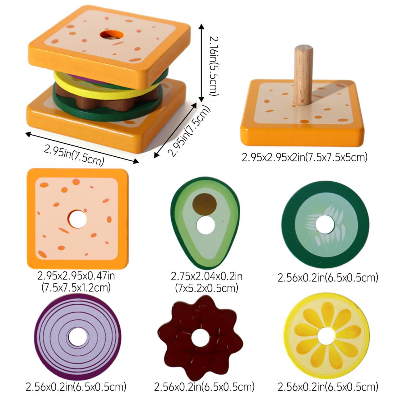 Jeu d’empilement “Hamburger” Montessori