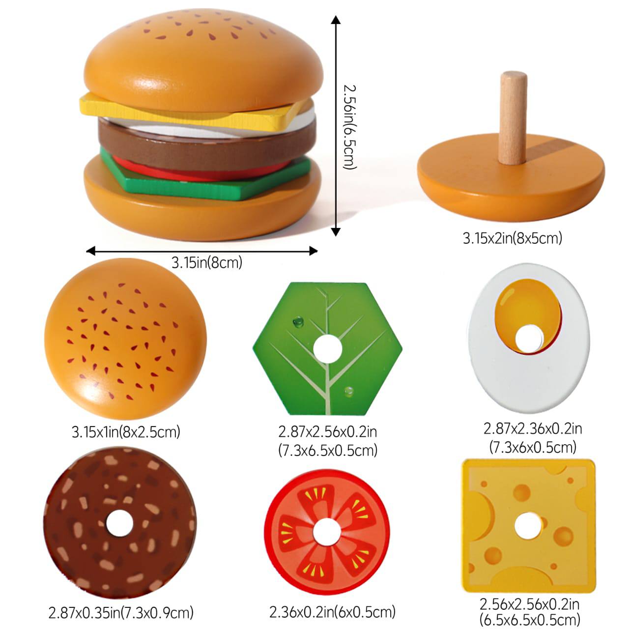 Jeu d’empilement “Hamburger” Montessori