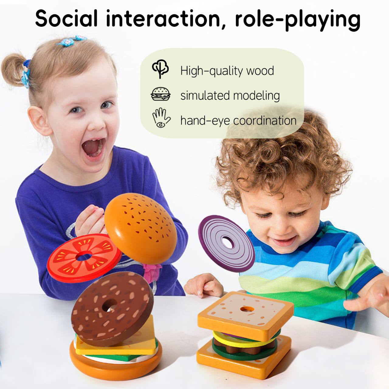 Jeu d’empilement “Hamburger” Montessori