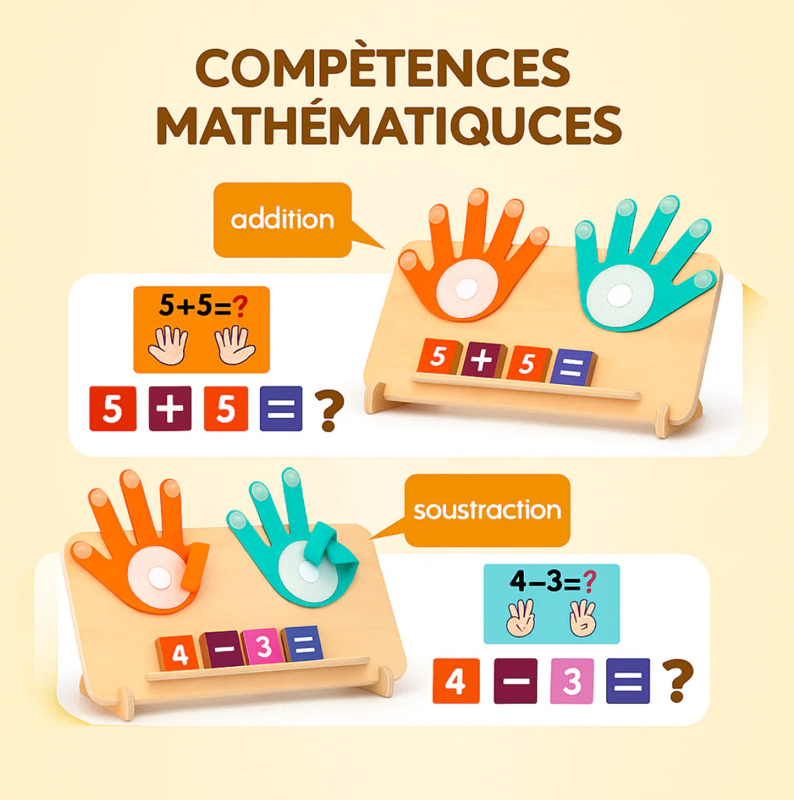 Jouet Montessori Finger Math – Apprendre à compter avec les doigts 🖐️✨