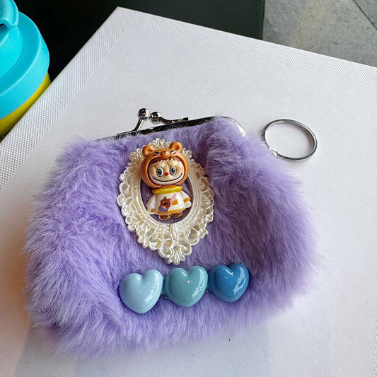 Petit porte-monnaie en fourrure Labubu – L’accessoire adorable pour les petites fill
