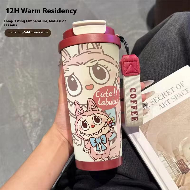 Mug Labubu en acier inoxydable – 530 ml, idéal pour le café ☕✨