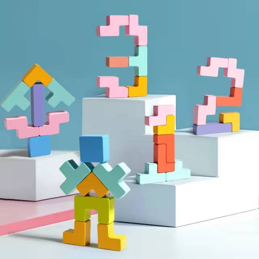 Puzzle 3D Tetris en Bois – Jeu Éducatif Montessori