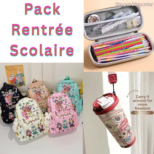 🎒 Pack Rentrée Scolaire Labubu – Cartable + Trousse + Mug