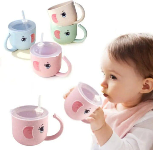 🐘🥤 Tasse bébé avec paille motif éléphant
