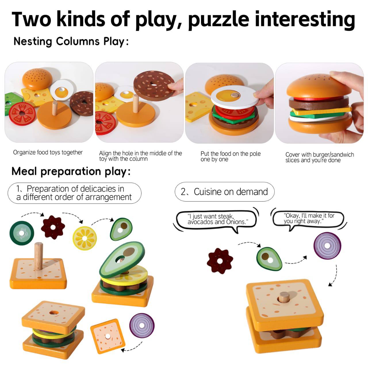 Jeu d’empilement “Hamburger” Montessori